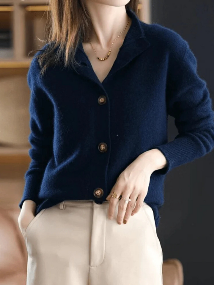 Women's Button Cardigan Mock Neck Long Sleeve Knit Casual Sweater