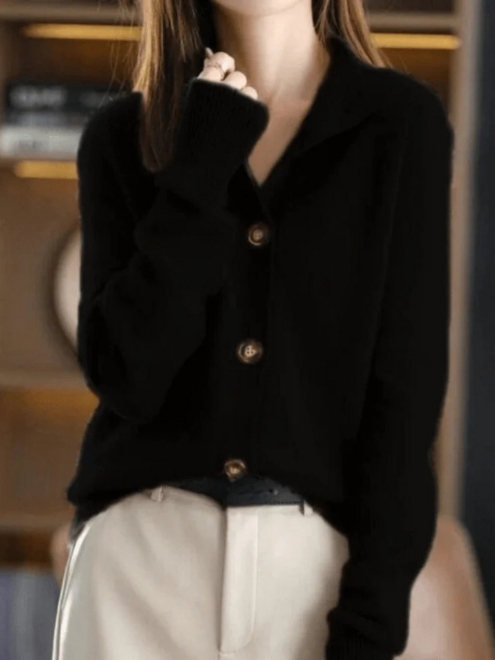 Women's Button Cardigan Mock Neck Long Sleeve Knit Casual Sweater