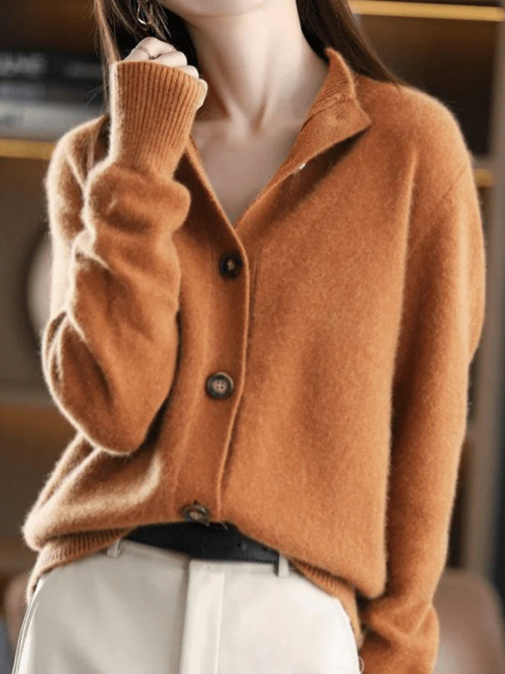 Women's Button Cardigan Mock Neck Long Sleeve Knit Casual Sweater