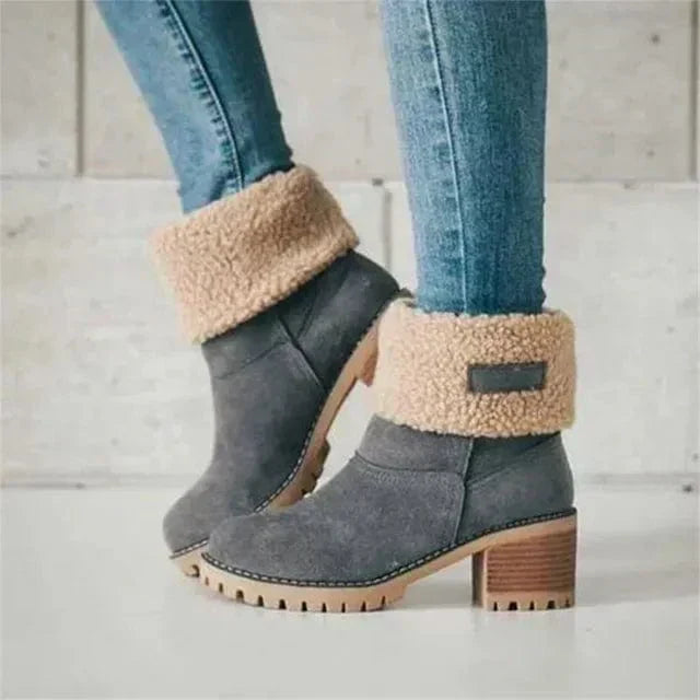 Women's Mid-Calf Block Heel Lug Sole Boots