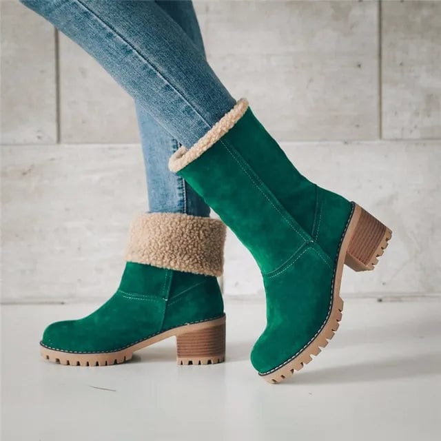 Women's Mid-Calf Block Heel Lug Sole Boots