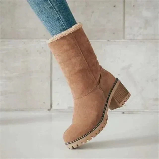 Women's Mid-Calf Block Heel Lug Sole Boots
