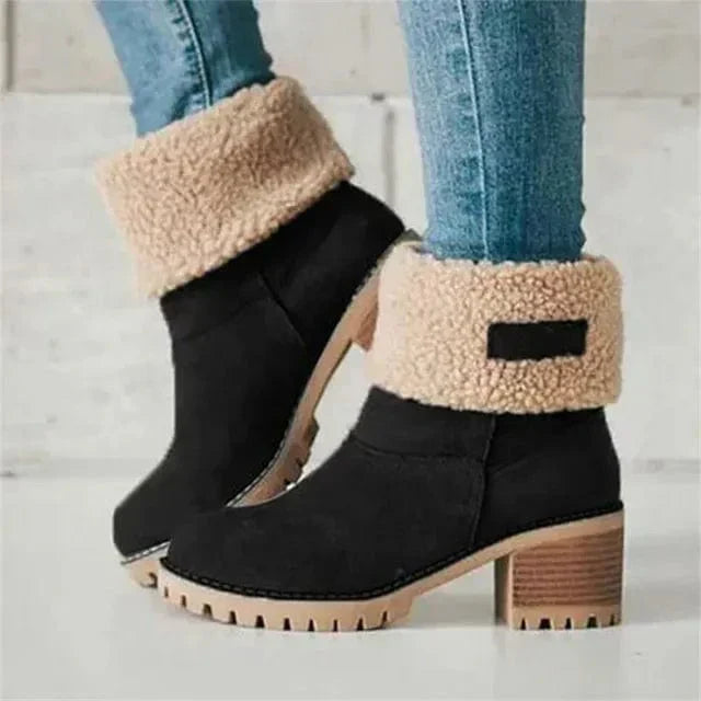 Women's Mid-Calf Block Heel Lug Sole Boots