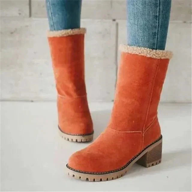 Women's Mid-Calf Block Heel Lug Sole Boots