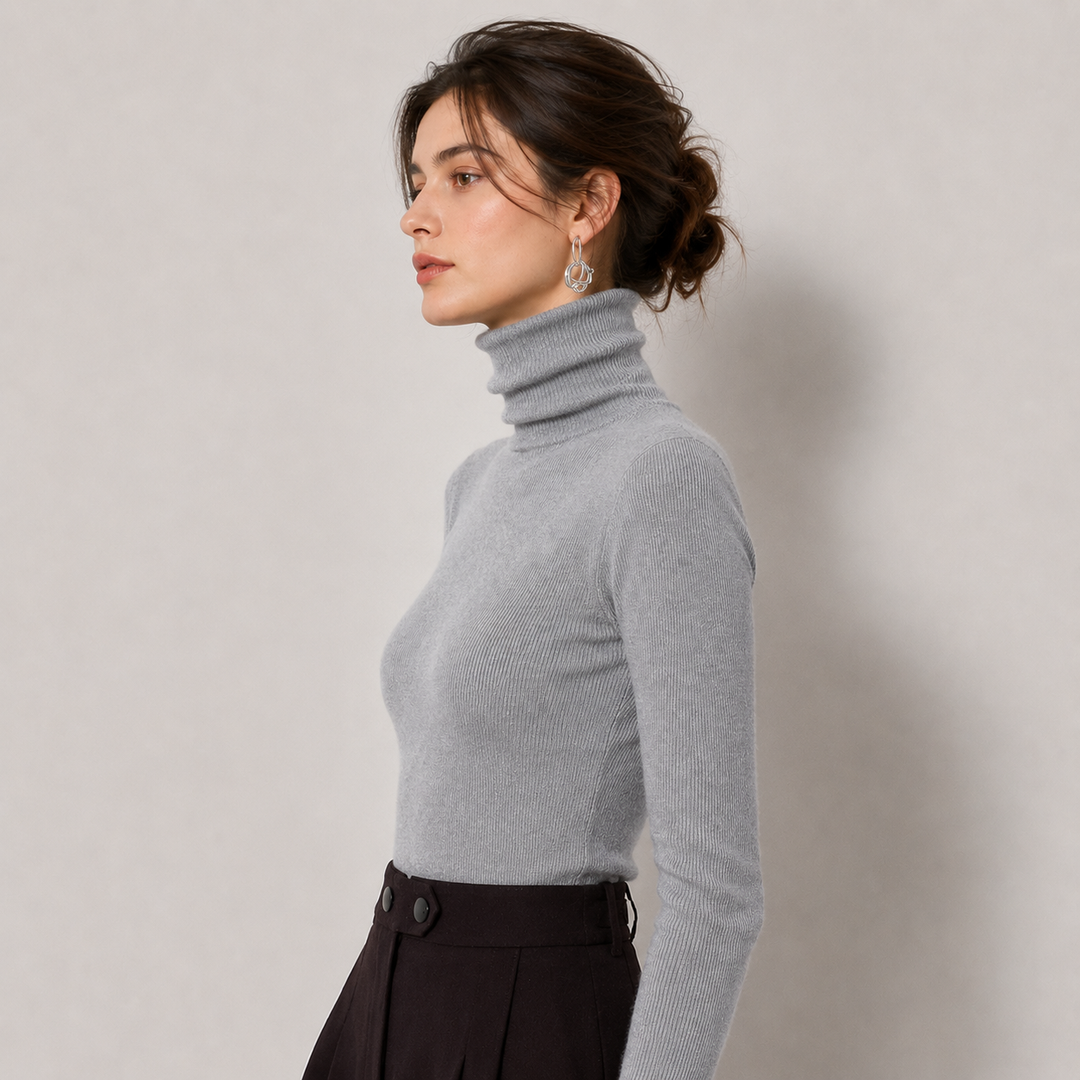 Women's Turtleneck Sweater Ribbed Knit Long Sleeve Slim Fit Pullover Winter