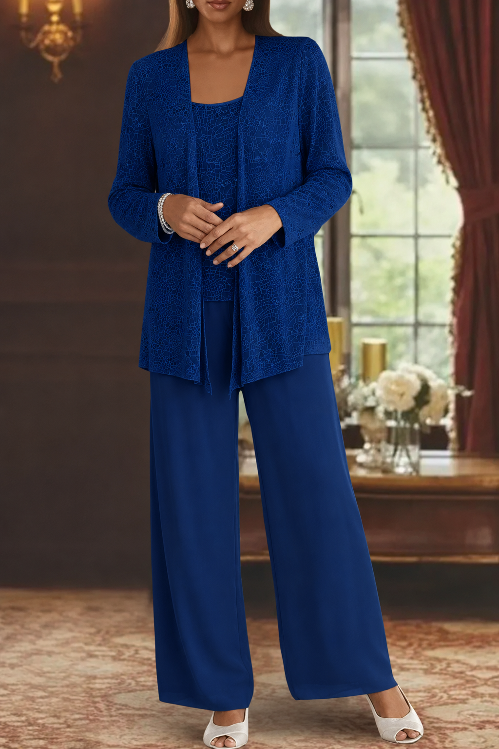 Veronica | Sequin Wide Leg Three-Piece Pant Set for Women