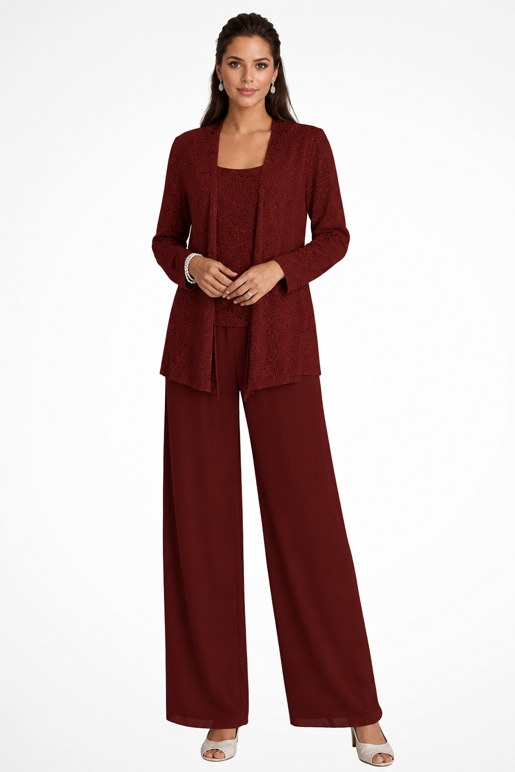Veronica | Sequin Wide Leg Three-Piece Pant Set for Women