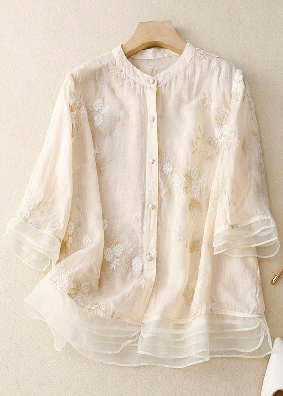 Idyll | Button-Down Floral Blouse with Layered Hem for Women