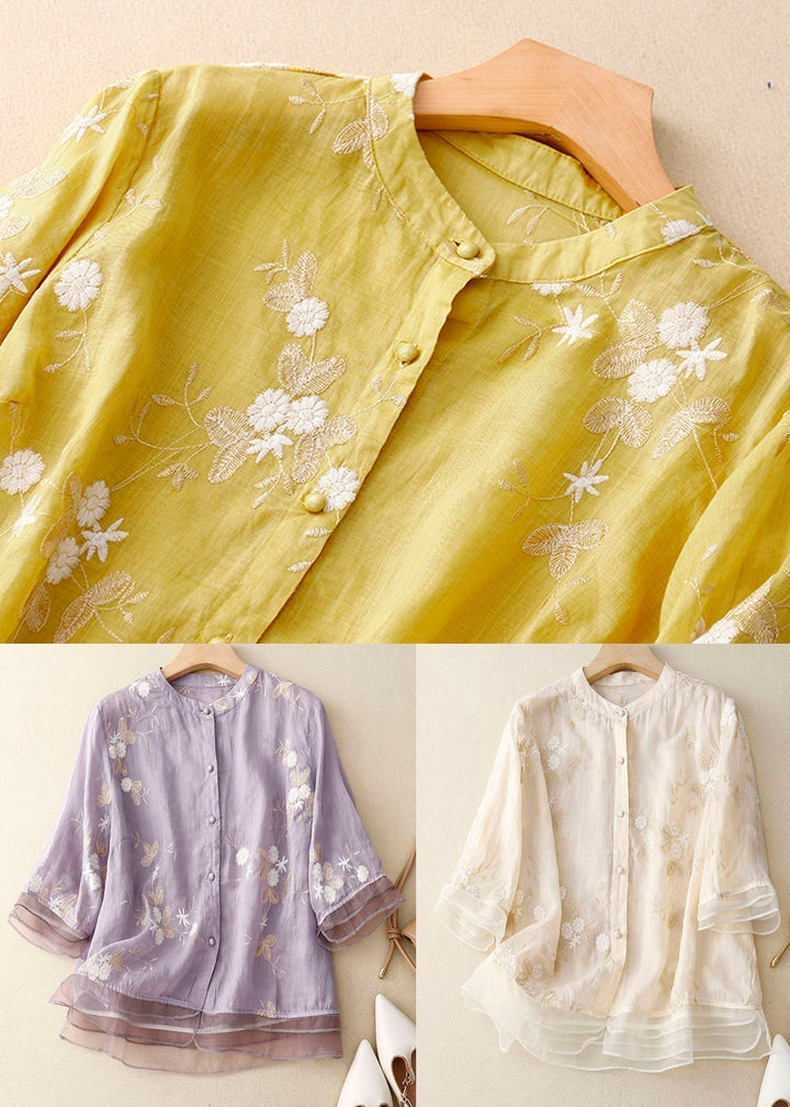 Idyll | Button-Down Floral Blouse with Layered Hem for Women