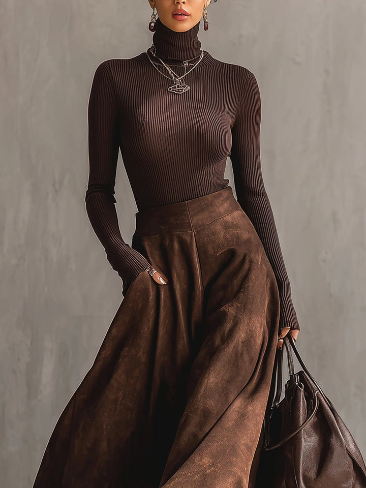 Sienna Distressed Suede Midi Skirt Set