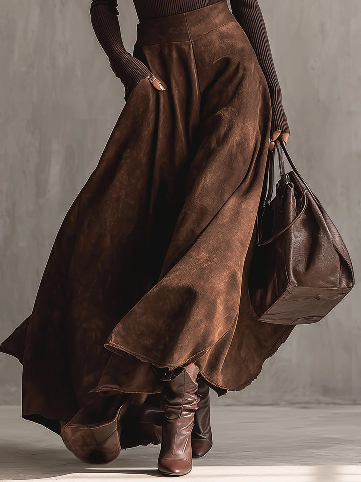 Sienna Distressed Suede Midi Skirt Set