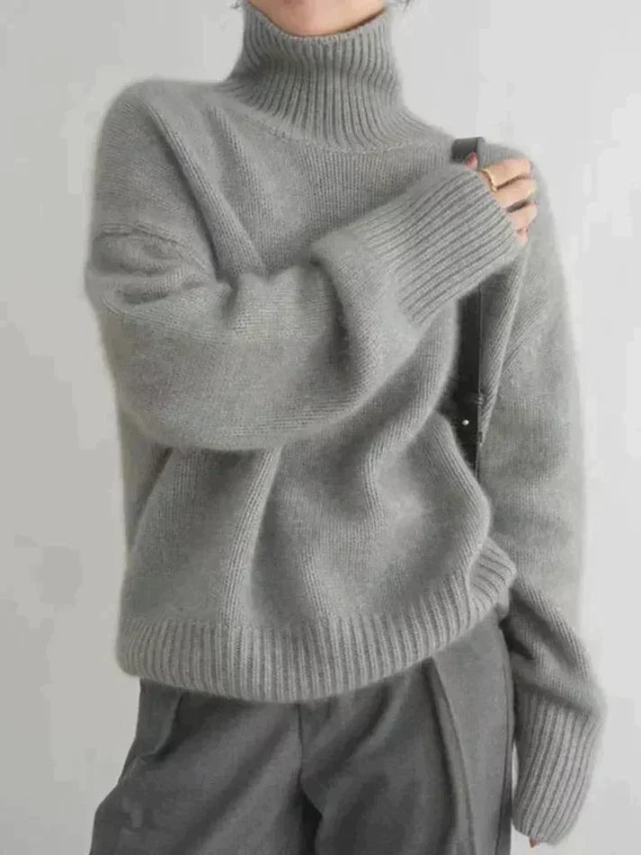 Women's Fitted Ribbed Turtleneck Sweater – High Neck Long Sleeve Pullover