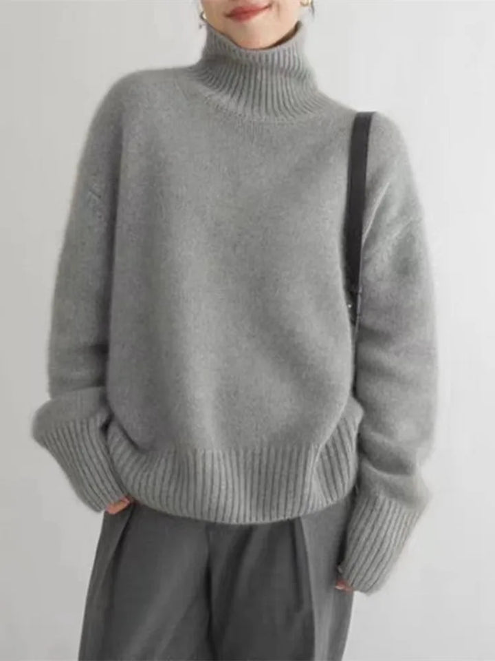 Women's Funnel Neck Sweater – Soft Rib Knit Jumper