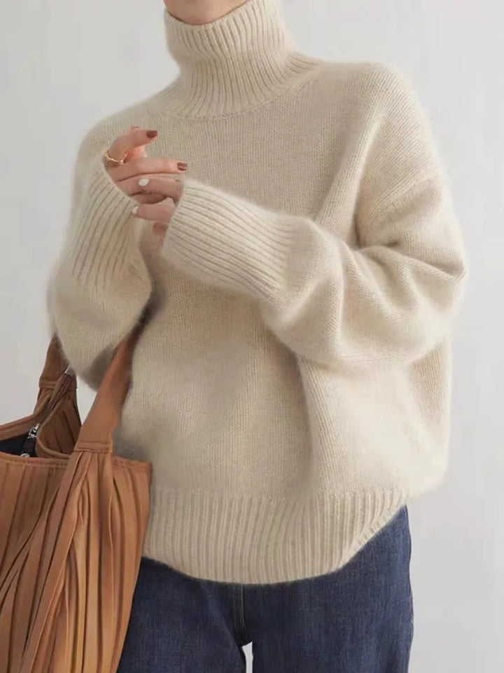 Women's Funnel Neck Sweater – Soft Rib Knit Jumper