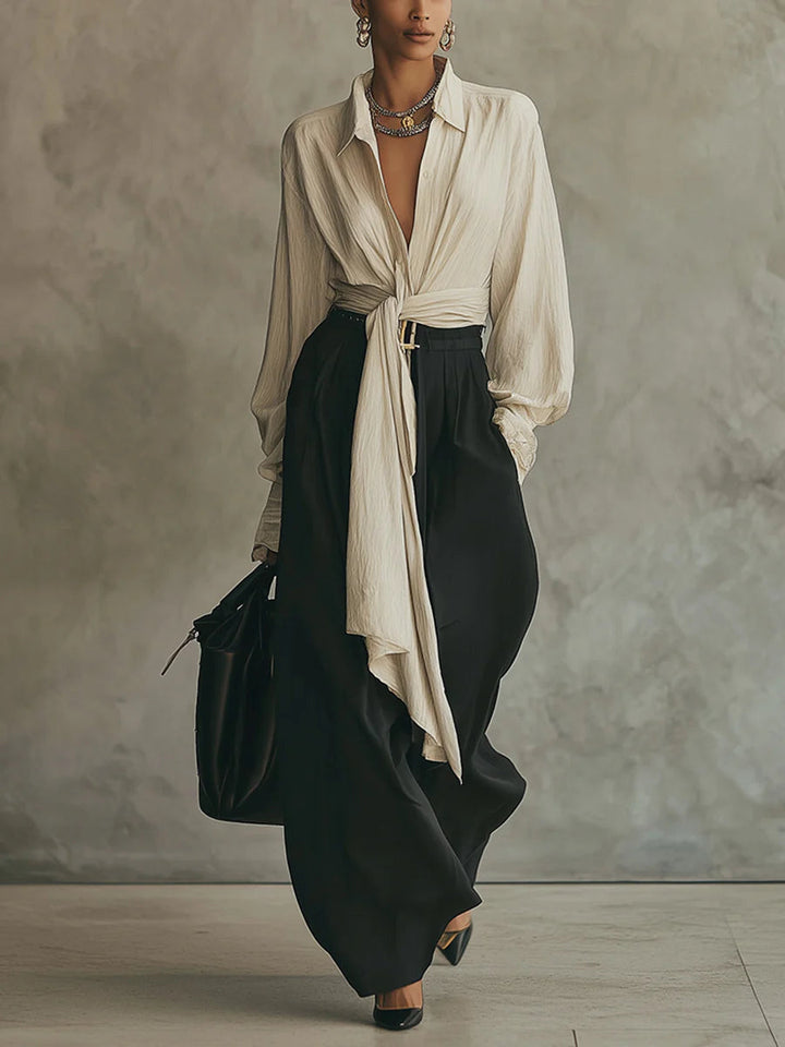 Samantha Lace-Up Shirt and Trousers Set