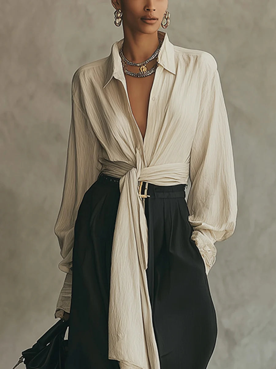 Samantha Lace-Up Shirt and Trousers Set