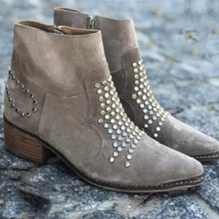 Women's Pointed Toe Studded Boots | Casual Footwear