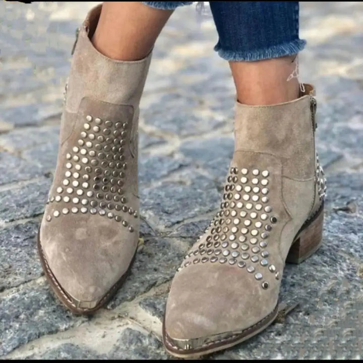 Women's Pointed Toe Studded Boots | Casual Footwear