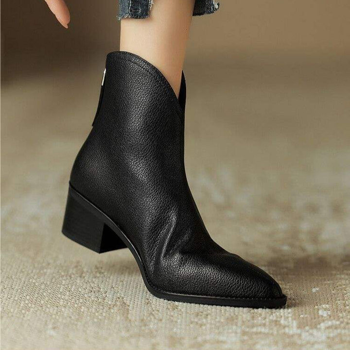 Women's Ankle Boots Slip-On Pointed Heel Design Casual Footwear