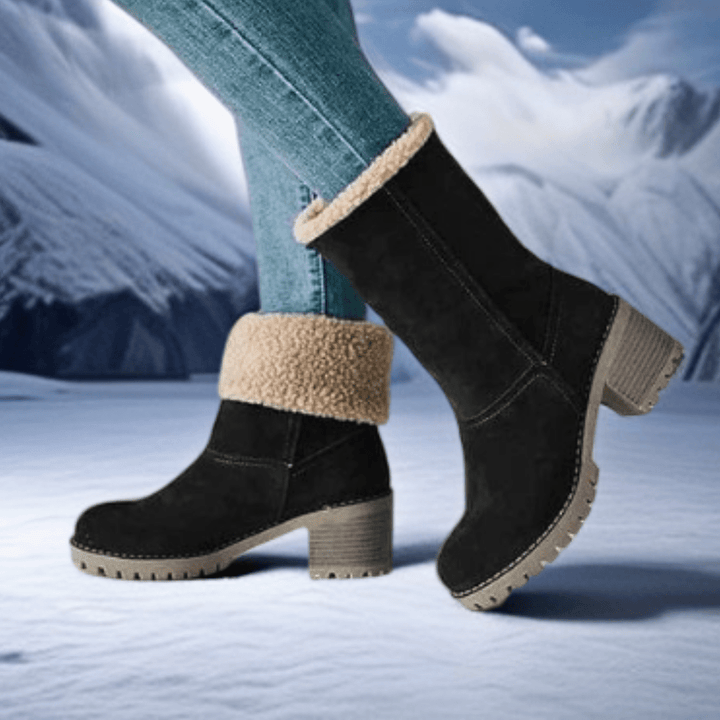 Women's Mid-Calf Block Heel Lug Sole Boots