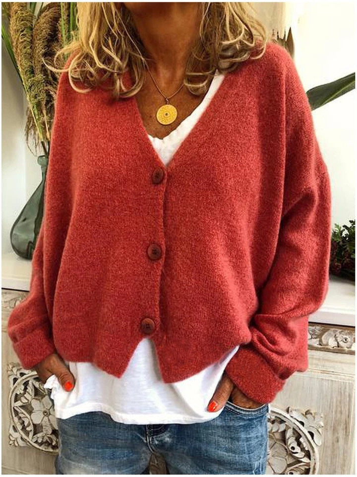 Women's Knit Cardigan V-Neck Long Sleeve Button-Front Open Casual Sweater