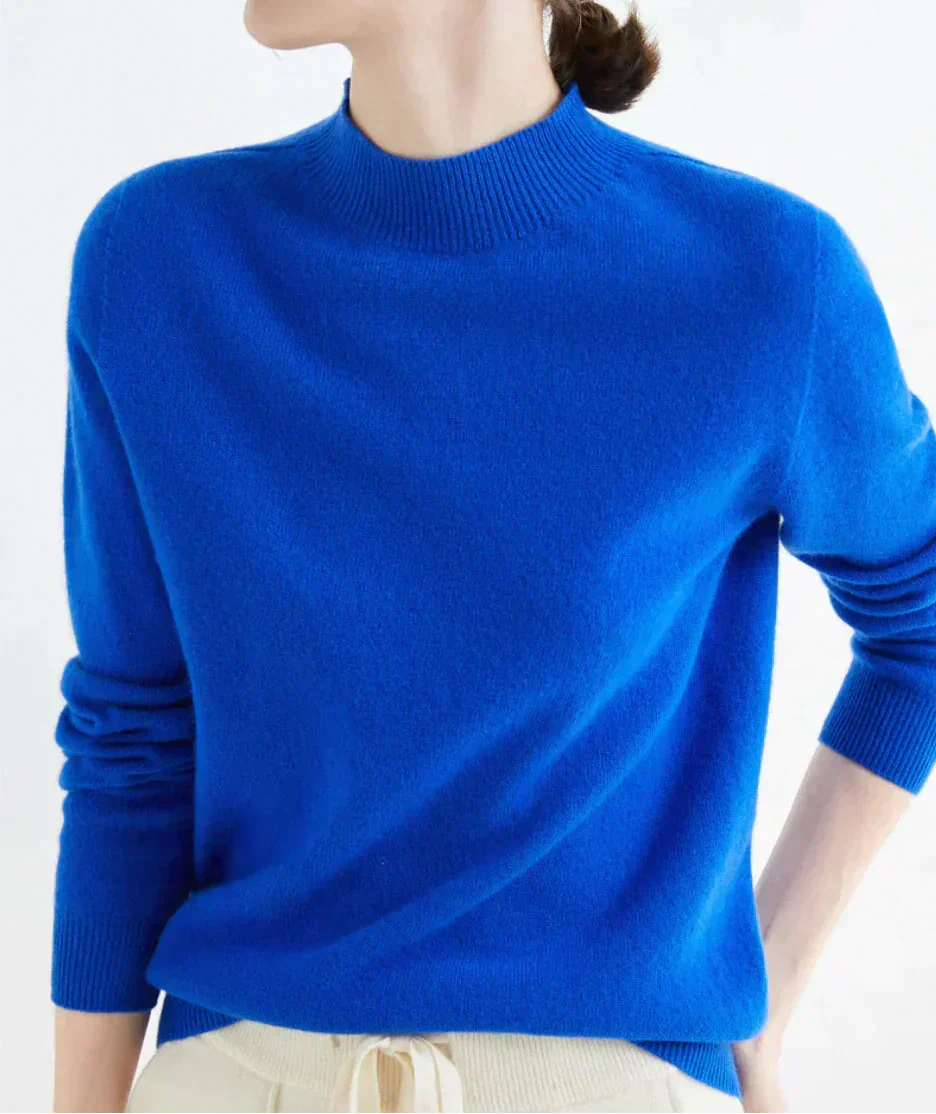 Women's Cashmere Mock Neck Sweater Long Sleeve Knit Pullover Winter