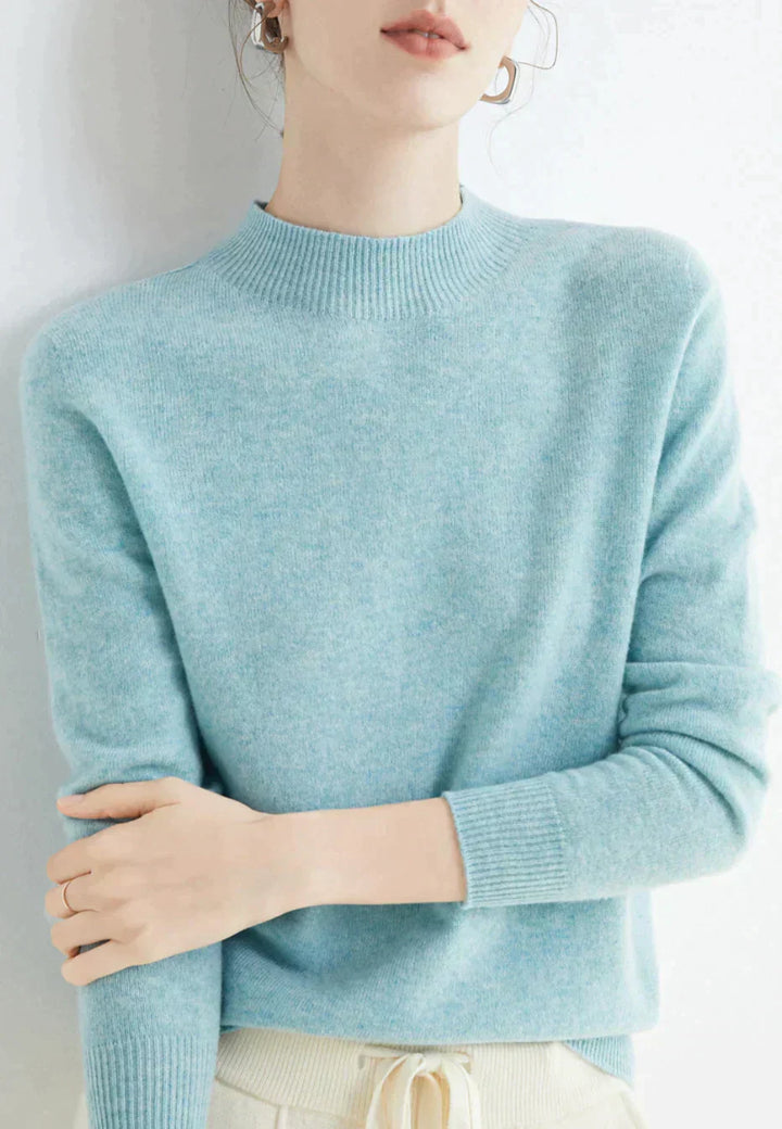 Women's Cashmere Mock Neck Sweater Long Sleeve Knit Pullover Winter
