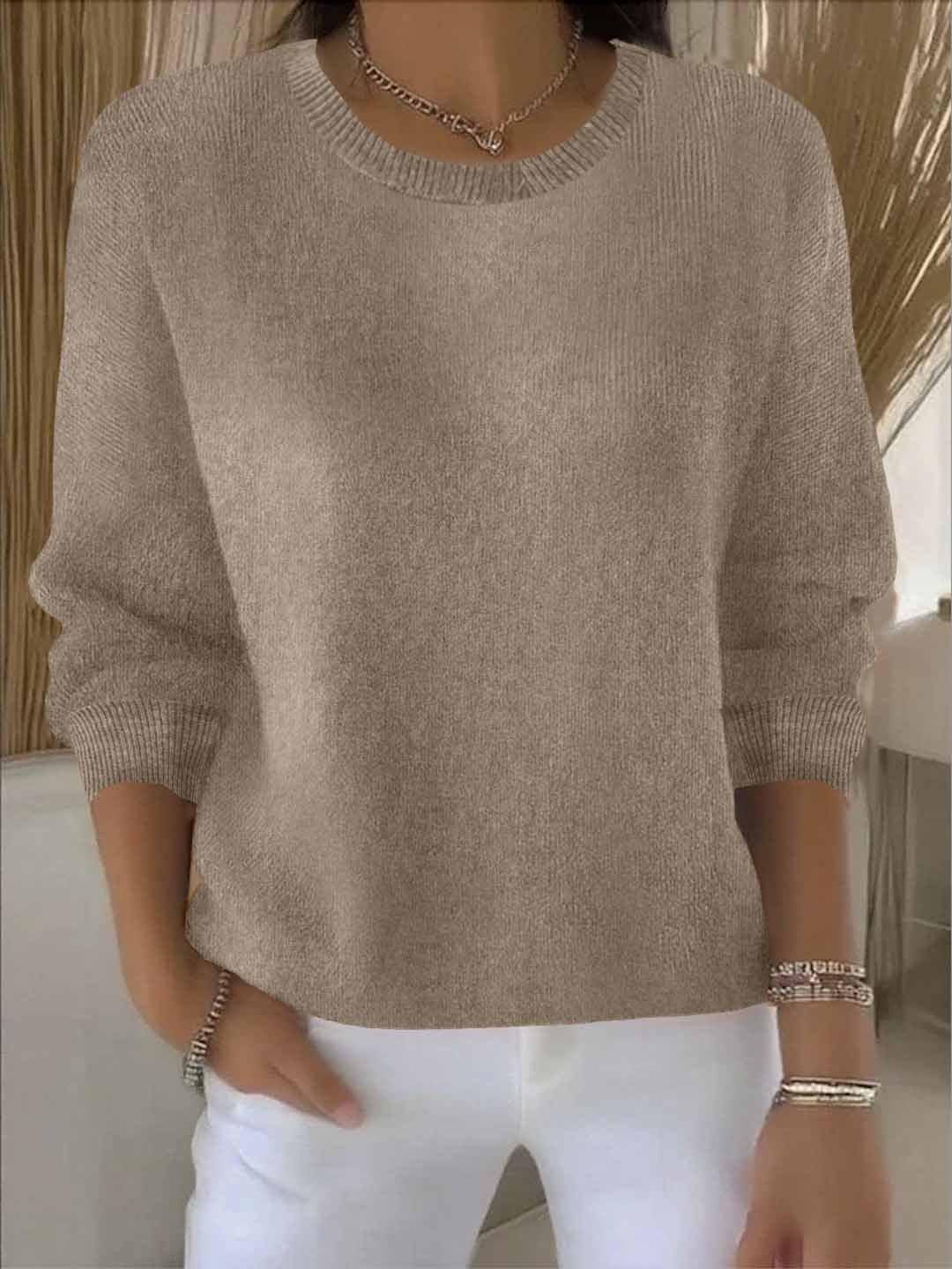 Lorie | Women's Relaxed Polyester Crew Neck Sweater with Dolman Sleeves
