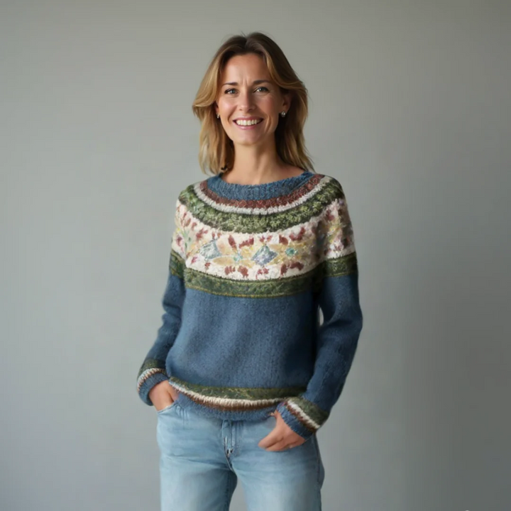 Selene | Crew Neck Ribbed Knit Sweater for Women