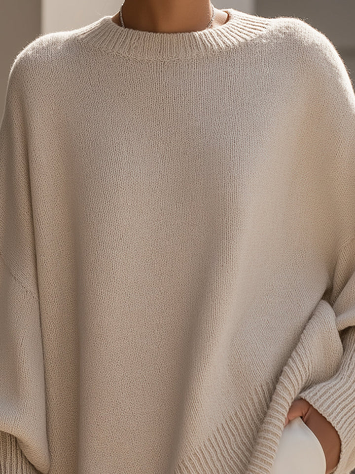 Women's Oversized Poncho Sweater Mock Neck Long Sleeve Asymmetric Hem Casual