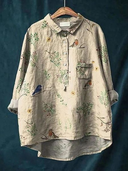 Caroline | Floral Oversized Collar Blouse for Women