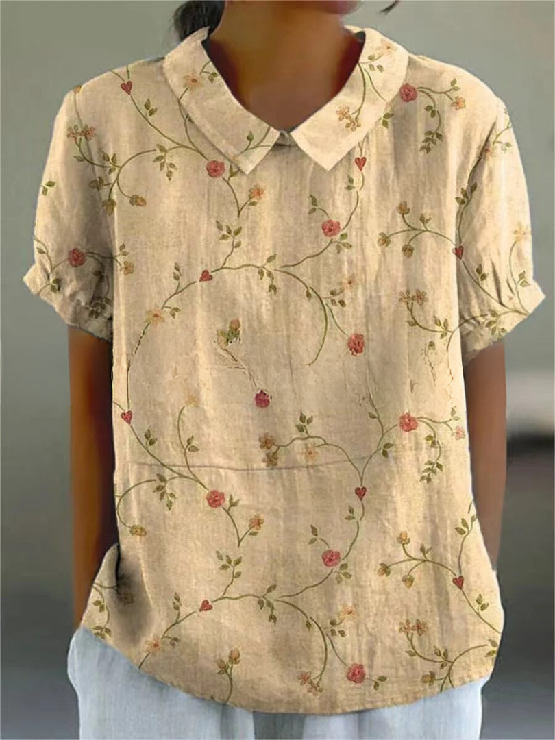 Nahla | Floral Print Blouse with Collar for Women