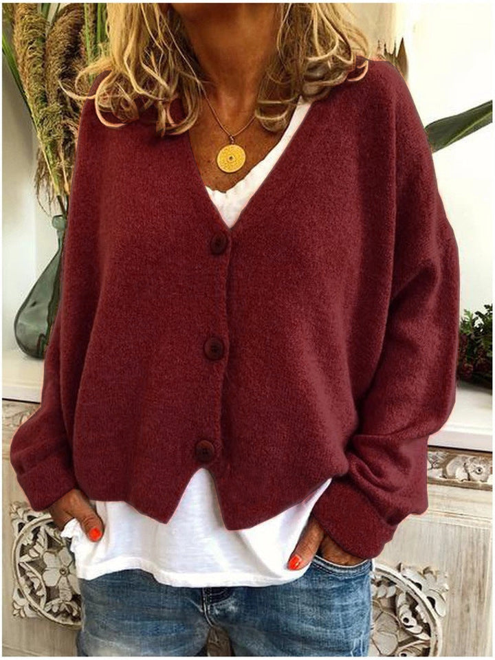Women's Knit Cardigan V-Neck Long Sleeve Button-Front Open Casual Sweater