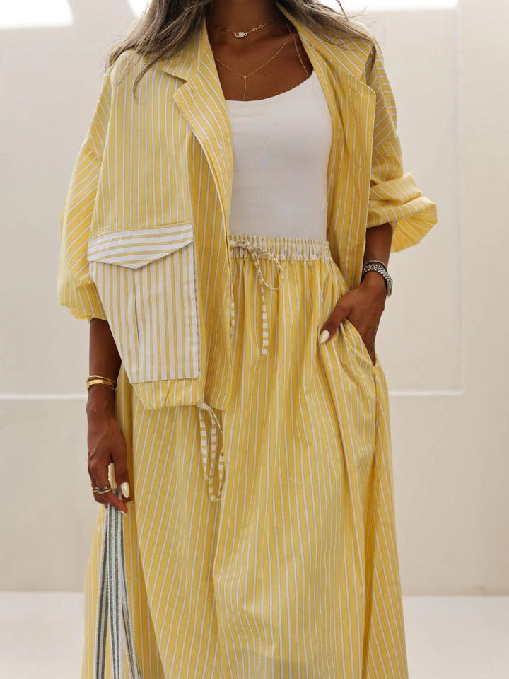 Sophie Yellow Striped Casual Set