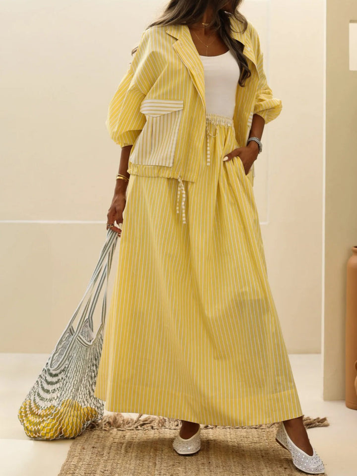 Sophie Yellow Striped Casual Set