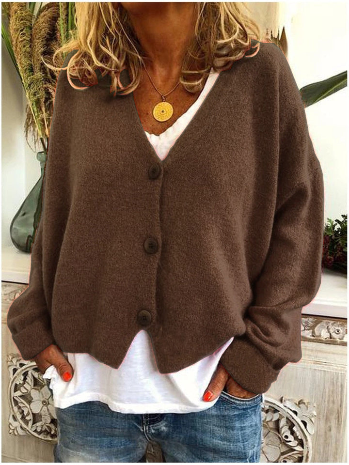 Women's Knit Cardigan V-Neck Long Sleeve Button-Front Open Casual Sweater