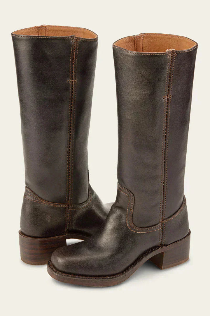Women's Mid-Calf Block Heel Boots | Closed Toe Design | Casual Footwear