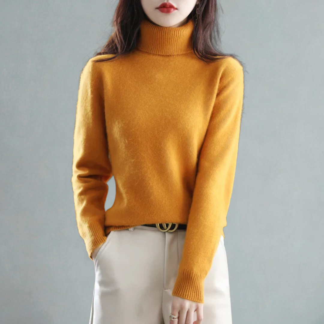 Women's Classic High Neck Sweater – Winter Turtleneck Knit Pullover