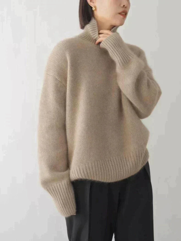 Women's Funnel Neck Sweater – Soft Rib Knit Jumper