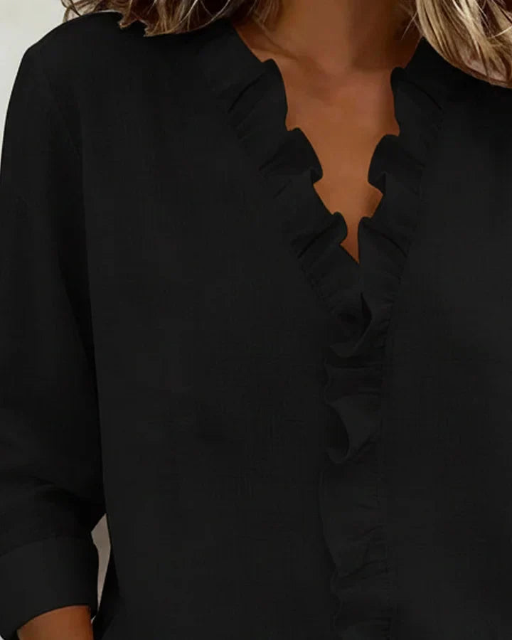 Livia | Ruffled Blouse with V-Neck for Women