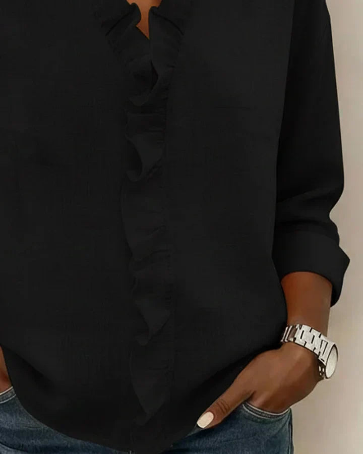 Livia | Ruffled Blouse with V-Neck for Women
