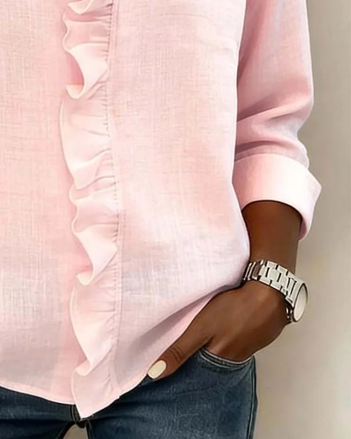 Livia | Ruffled Blouse with V-Neck for Women