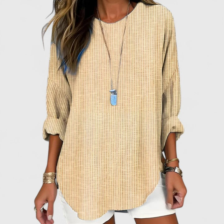 Bryony | Ribbed Long Sleeve Tunic Blouse for Women