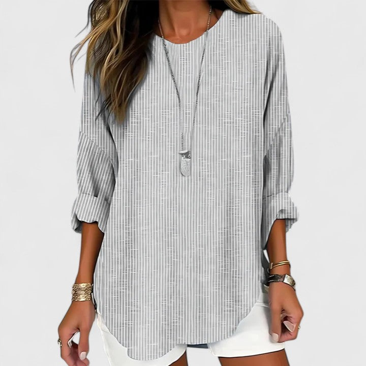 Bryony | Ribbed Long Sleeve Tunic Blouse for Women