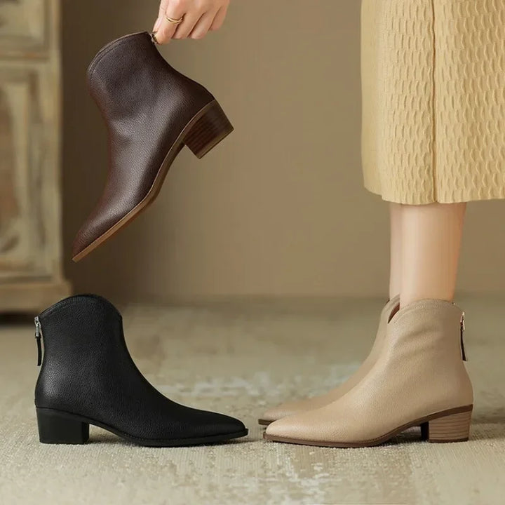 Women's Ankle Boots Slip-On Pointed Heel Design Casual Footwear