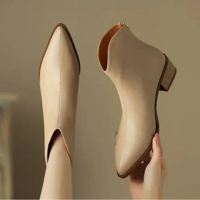 Women's Ankle Boots Slip-On Pointed Heel Design Casual Footwear
