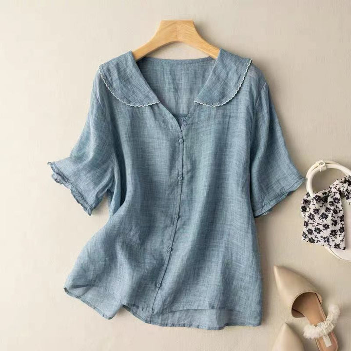 Effi | Button-Down Blouse with Scalloped Collar for Women