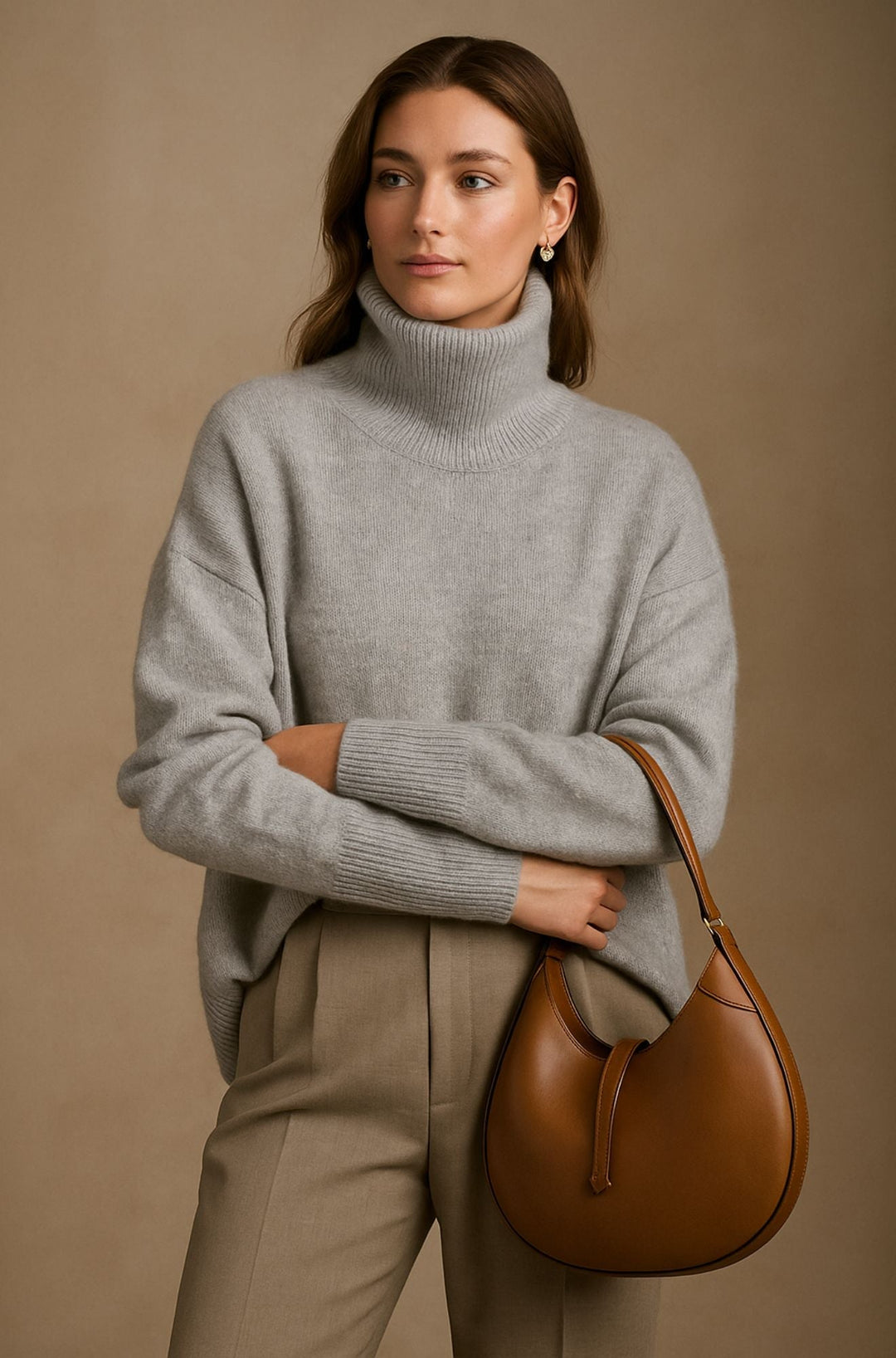 Women's Cashmere Turtleneck Sweater Oversized Long Sleeve Winter Knit Pullover