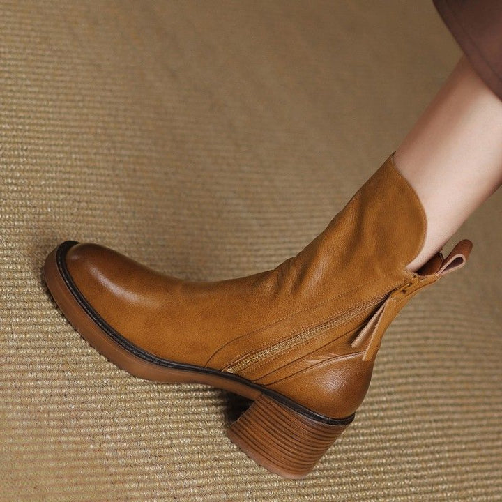 Women's Block Heel Zip-Up Ankle Boots