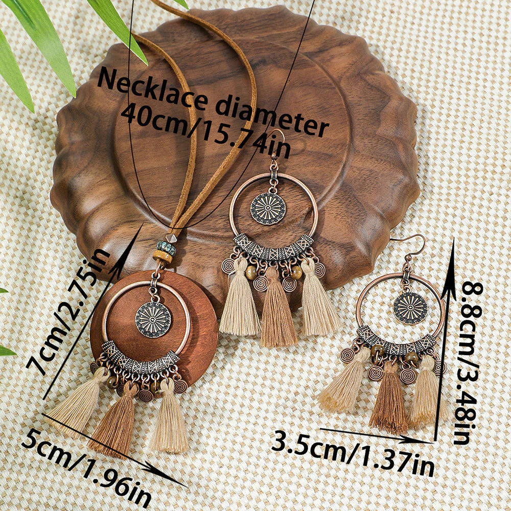 Isabella Bohemian Tassel Necklace Earrings Set